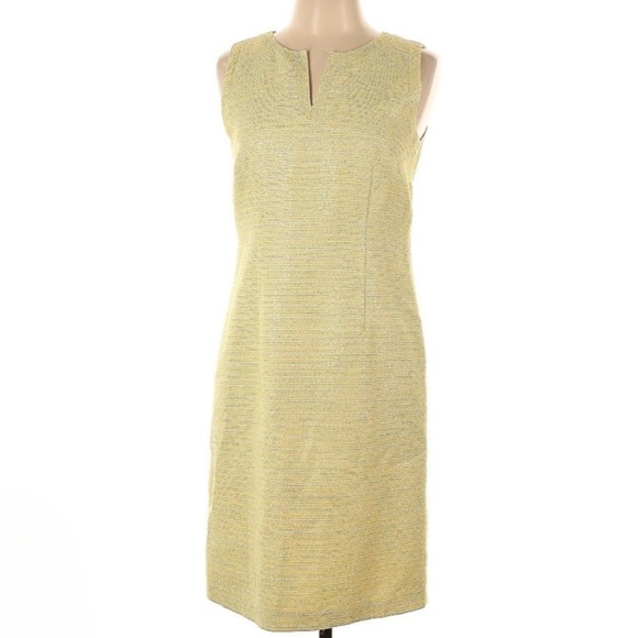 Talbots Yellow Gold Metallic Shift Dress Size 8 NWOT - Picture 1 of 9